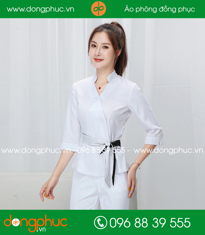 Mẫu đồng phục spa màu trắng